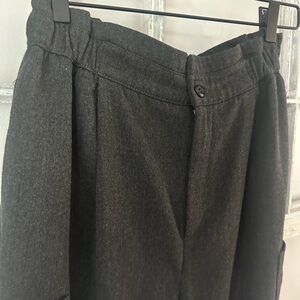 Zara Dark Gray Pleated Paper bag Trousers